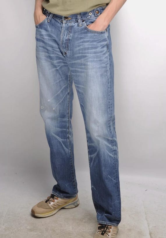 PRPS デニム　32 PRPS Jeans Blue Denim Cotton Distressed Mens Japan Pants Size 32