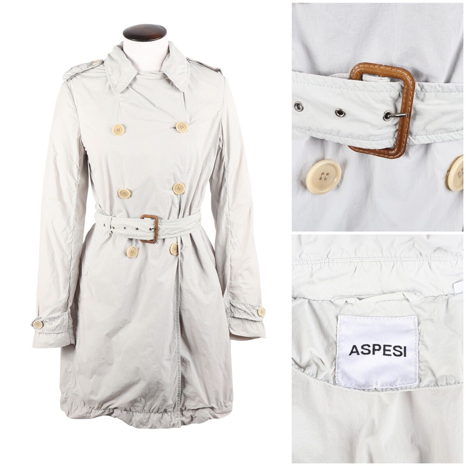 ASPESI Jacket Ivory Beige Women s Trench Coat Size L Etsy