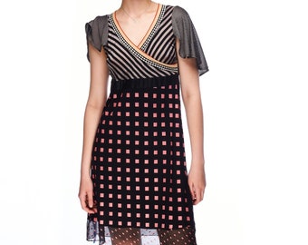 MISSONI Women's Black Pink Geometric Print A-Line Dress Size ~42 IT Authentic Designer Wear