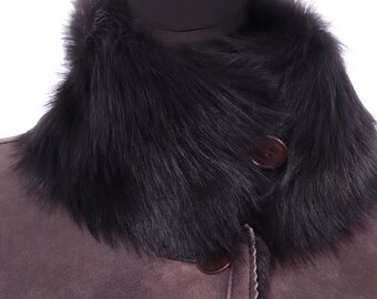 INES MARECHAL France Coat Brown Lambskin Leather Women's Long