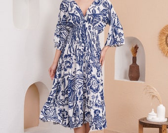chinese dress ladies Arianna Floral Maxi Dress with Flutter Sleeves and Ruched Waist