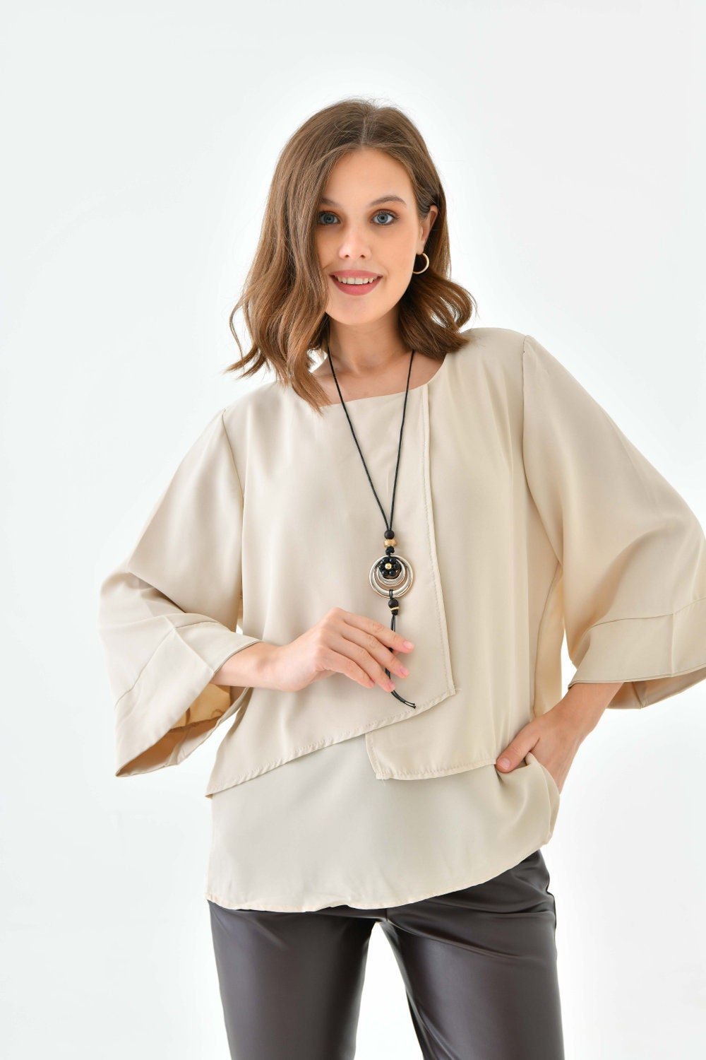 トップス L'AUBE BLANC Double tie Blouse Beige L'AUBE BLANC Double tie Blouse Beige - メルカリ