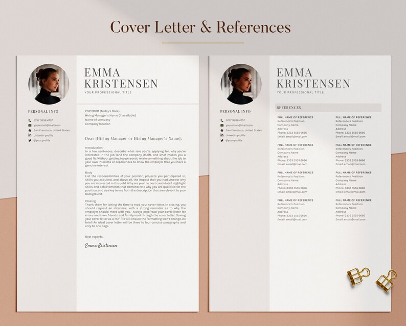 Resume Template Word, CV Template Modern Simple with Photo, Curriculum Vitae, Google Doc, Lebenslauf Vorlage, Bewerbungsvorlage, 1,2,3 Pages image 5