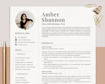 Professional Resume Template Google Docs, Word, Modern CV Template with Photo, Simple Curriculum Vitae, Lebenslauf Vorlage,Bewerbungsvorlage
