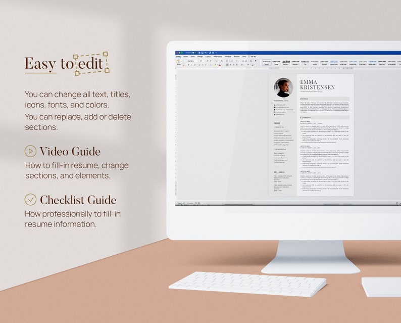 Resume Template Word, CV Template Modern Simple with Photo, Curriculum Vitae, Google Doc, Lebenslauf Vorlage, Bewerbungsvorlage, 1,2,3 Pages image 7