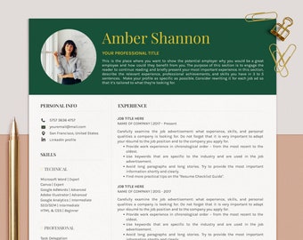 Modern Resume Template, GoogleDocs, Word, Apple Pages, Professional CV,  Curriculum Vitae with Photo, Lebenslauf Vorlage, Bewerbungsvorlage