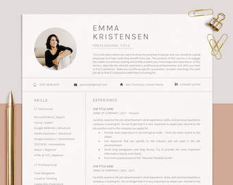 Professional Word Resume Template, Simple CV Template with Photo, Curriculum Vitae, Lebenslauf Vorlage, Bewerbungsvorlage, 1, 2, 3 Pages