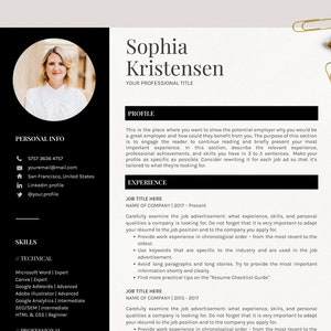 Plantilla de CV moderna y carta de presentación, plantilla de CV elegante con foto, currículum vitae, Google Doc, Lebenslauf Vorlage, Bewerbungsvorlage