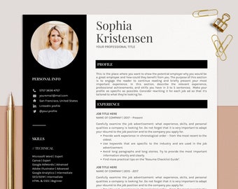 Modern Resume Template and Cover Letter, Elegant CV Template with Photo, Curriculum Vitae, Google Doc, Lebenslauf Vorlage, Bewerbungsvorlage