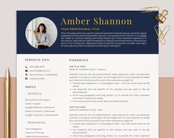 CV Template Word, GoogleDocs, Clean Professional Resume, Modern Simple Curriculum Vitae with Photo, Lebenslauf Vorlage, Bewerbungsvorlage