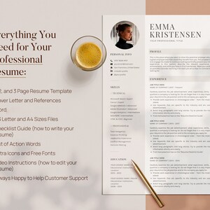 Resume Template Word, CV Template Modern Simple with Photo, Curriculum Vitae, Google Doc, Lebenslauf Vorlage, Bewerbungsvorlage, 1,2,3 Pages image 2