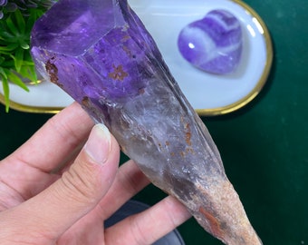 Natural Amethyst Wand（Brazil），Crystal Wand，Raw Amethyst Point，6 inch，370g，A703