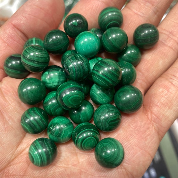 One Malachite Beads,Evil eye Malachite Sphere，DIY Crystal Beads，Mini Malachite Sphere，No Hole Malachite beads，11+mm beads