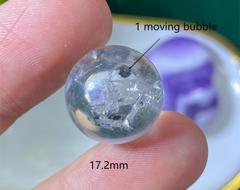 Enhydro Quartz Sphere ，1 Moving bubble  ，Enhydro Herkimer Diamond sphere ，Enhydro Rainbow crystal sphere ，17.2mm，7.12g，A836