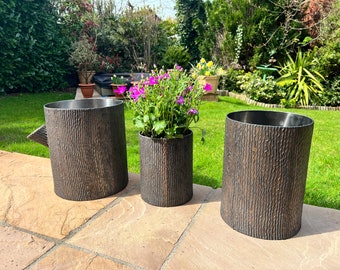 Bespoke Stainless Steel Log Effect Welded Planters