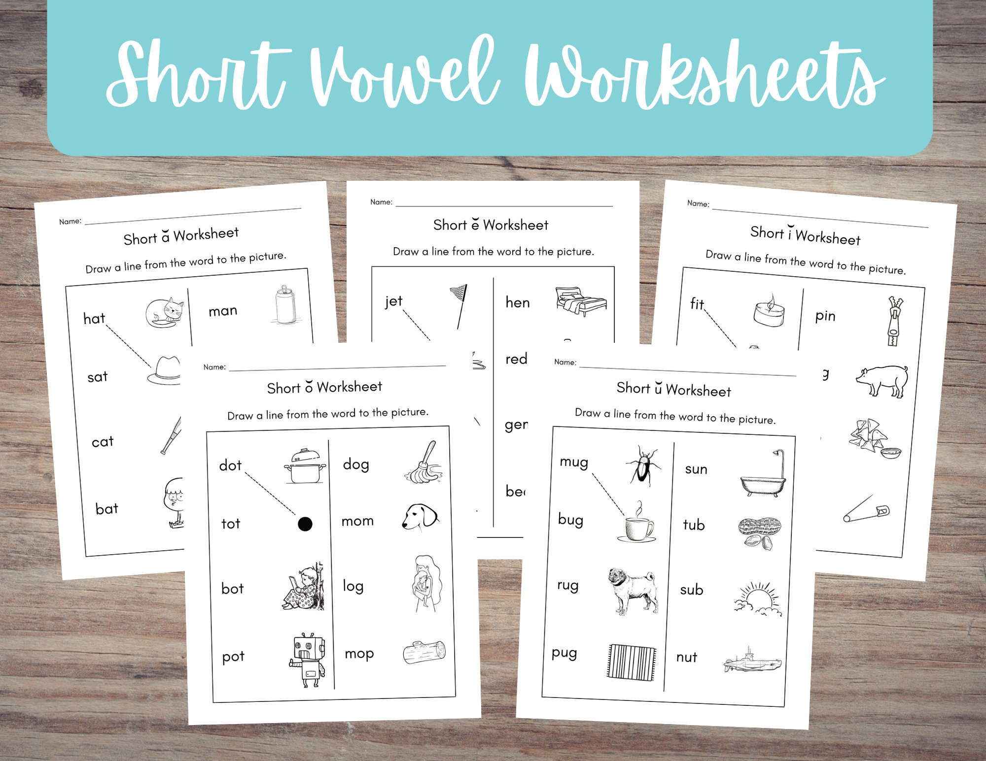 short vowel sounds worksheets bundle for preschool pre k and etsy