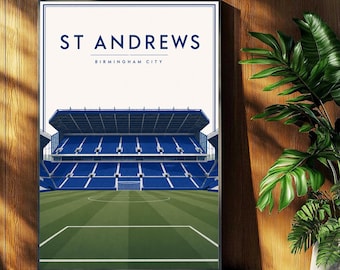 Birmingham City Football Poster - St Andrew’s Stadium Print - Retro Football Stadium Print - Wall Art - Football Print