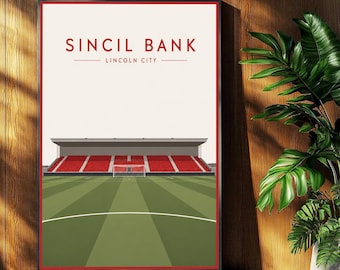 Lincoln City Football Poster - Sincil Bank Stadium Print - Retro Football Stadium Print - Wall Art - Football Print