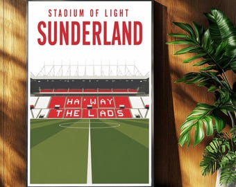 Sunderland Football Poster - Stadium of Light Stadium Print - Retro Football Stadium Print - Wall Art - Football Print