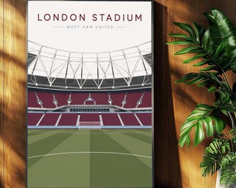 West Ham United Football Poster - London Stadium Print - Retro Football Stadium Print - Wall Art - Football Print
