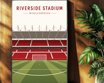 Middlesbrough Football Poster - Riverside Stadium Print - Retro Football Stadium Print - Wall Art - Football Print