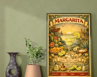 Plakat Margarita – Nowoczesna sztuka ścienna – Wydruk Margarity – Plakat koktajlowy