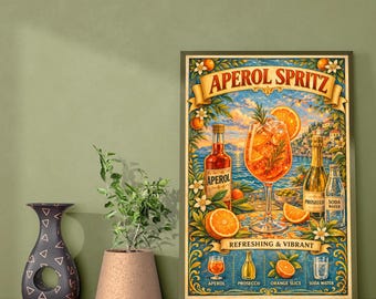 Plakat Aperol Spritz – Nowoczesna sztuka ścienna – Plakat Aperol Spritz – Plakat koktajlowy