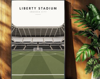 Swansea City Football Poster - Liberty Stadium Print - Retro Football Stadium Print - Wall Art - Football Print