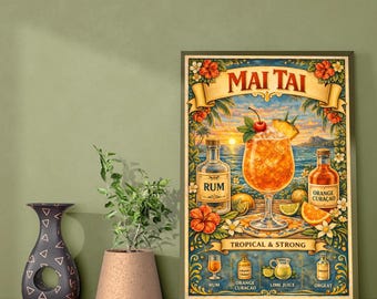Mai Tai Poster - Modern Wall Art - Mai Tai Print - Cocktail Poster