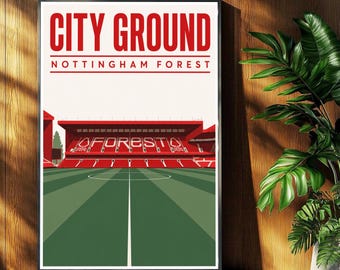 Nottingham Forest Football Poster - City Ground Stadium Print - Retro Football Stadium Print - Wall Art - Football Print