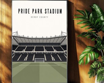 Derby County Football Poster - Pride Park Stadium Print - Retro Football Stadium Print - Wall Art - Football Print
