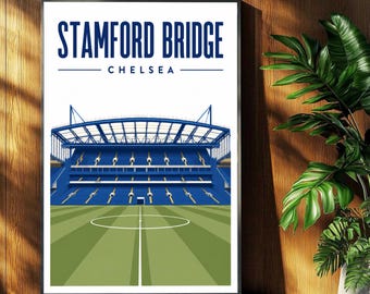 Chelsea Football Poster - Stamford Bridge Stadium Print - Retro Football Stadium Print - Wall Art - Football Print