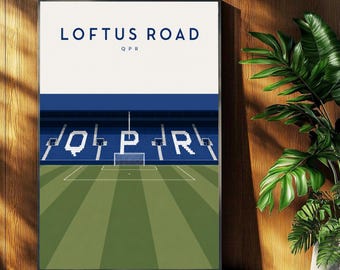 QPR Football Poster - Loftus Road Stadium Print - Retro Football Stadium Print - Wall Art - Football Print