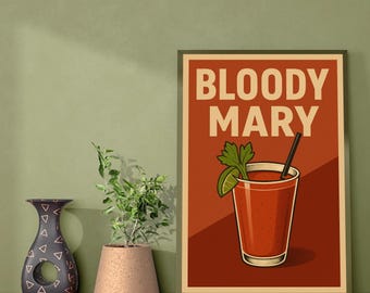 Bloody Mary Print, Vintage Bar Art, Bloody Mary Poster, Chalkboard