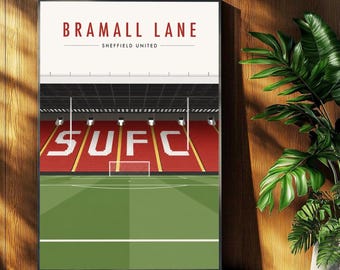 Sheffield United Football Poster - Bramall Lane Stadium Print - Retro Football Stadium Print - Wall Art - Football Print