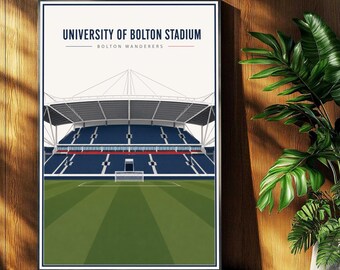 Bolton Wanderers Football Poster - Bolton Wanderers Stadium Print - Retro Football Stadium Print - Wall Art - Football Print