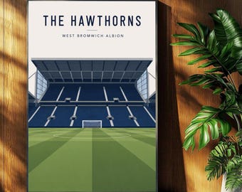 West Bromwich Albion Football Poster - The Hawthorns Stadium Print - Retro Football Stadium Print - Wall Art - Football Print