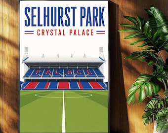 Crystal Palace Football Poster - Selhurst Park Stadium Print - Retro Football Stadium Print - Wall Art - Football Print