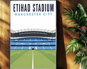 Manchester City Football Poster - Etihad Stadium Print - Retro Football Stadium Print - Wall Art - Football Print