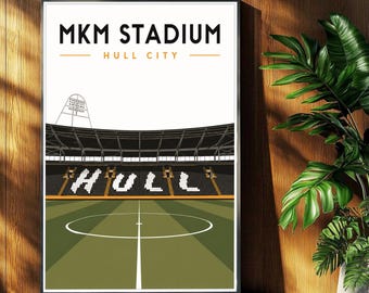 Hull City Football Poster - MKM Stadium Print - Retro Football Stadium Print - Wall Art - Football Print