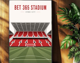 Stoke City Football Poster - Bet365 Stadium Print - Retro Football Stadium Print - Wall Art - Football Print