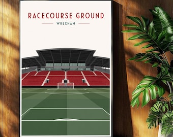 Wrexham Football Poster - Racecourse Ground Stadium Print - Retro Football Stadium Print - Wall Art - Football Print