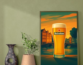 Póster de Heineken - Arte mural moderno - Impresión de Heineken - Póster de cerveza