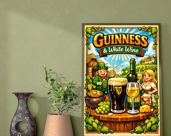 Guinness and Wine Poster - Modern Wall Art - Guinness and Wine Print - Beer Poster