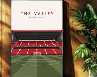 Charlton Athletic Football Poster - The Valley Stadium Print - Retro Football Stadium Print - Wall Art - Football Print