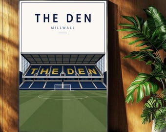 Millwall Football Poster - The Den Stadium Print - Retro Football Stadium Print - Wall Art - Football Print