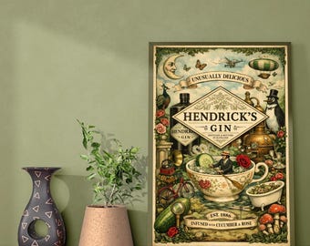 Plakat z ginem Hendricks – nowoczesna sztuka ścienna – wydruk z ginem Hendricks – plakat z koktajlem
