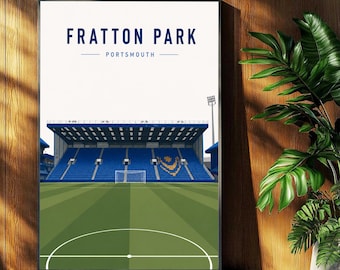 Portsmouth Football Poster - Fratton Park Stadium Print - Retro Football Stadium Print - Wall Art - Football Print