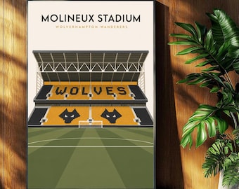 Wolverhampton Wanderers Football Poster - Molineux Stadium Print - Retro Football Stadium Print - Wall Art - Football Print