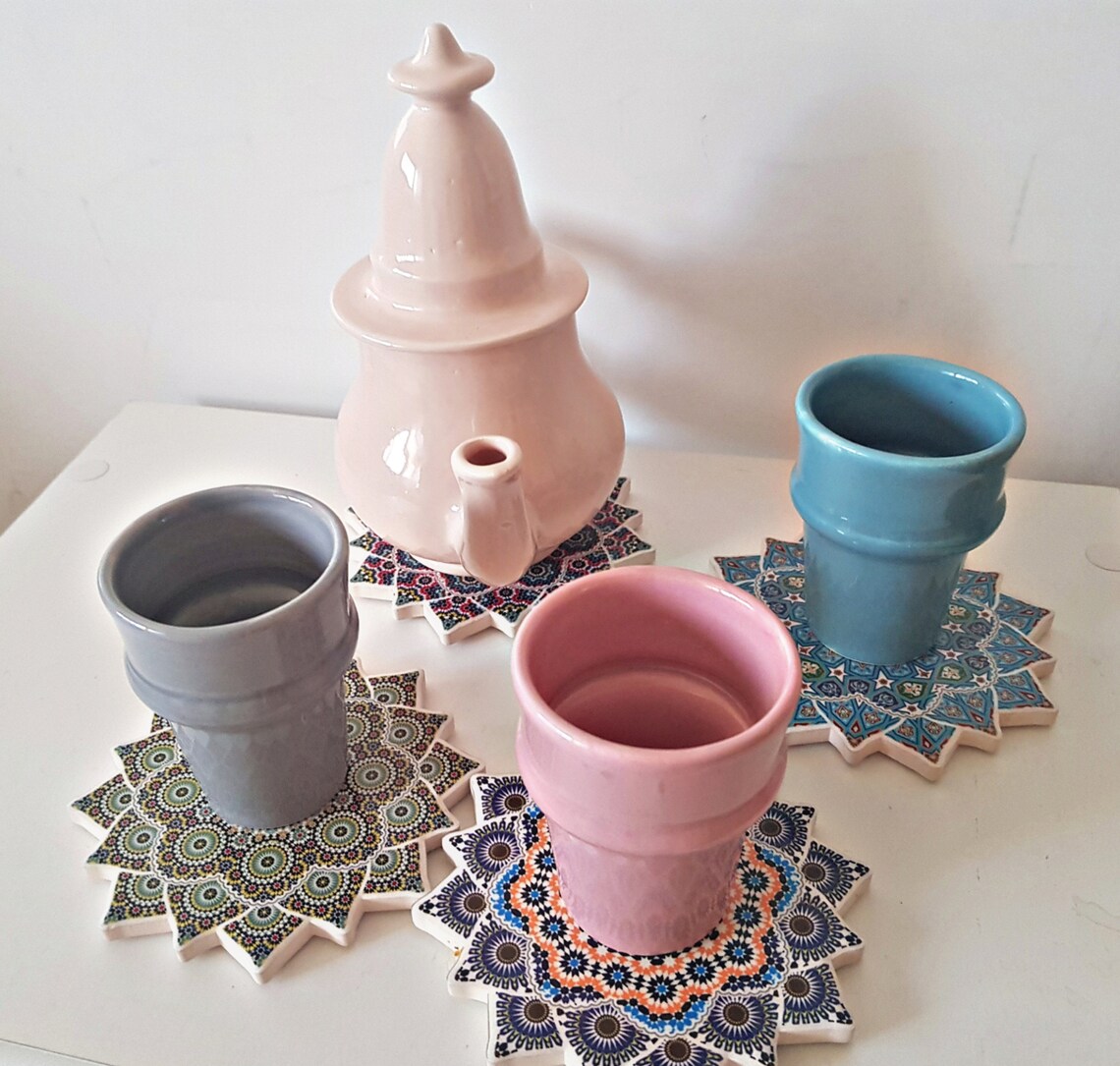 Set of moroccan teapot and cups Etsy